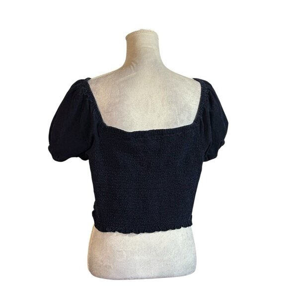 AMERICAN EAGLE Cropped Top Corduroy Short Puffy Sleeve Smocked Size XLL  Grunge - Picture 2 of 6